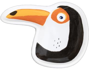 Ceramic Tea Bag Tidy 10x10cm Novelty Cute Animal Shaped Holder Storage Teabag Rest Spoon (Toucan)