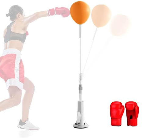 MBBTAG Standboxball Mit Boxhandschuhen Standboxsack Punchingball Höhenverstellbar Punchingball Mit Ständer Einfach Zusammenzubauen Punchingball Erwachsene Leicht und Tragbar Boxsack Ständer(130-150cm)