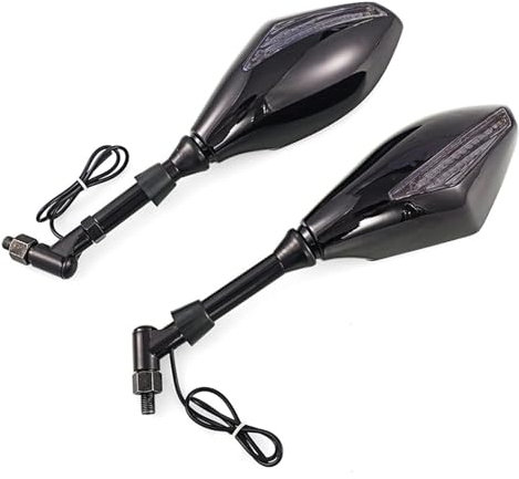 Motorrad Rückspiegel Für S-uzuki Street Scooter Bikes Dekoration Motorrad Carbon Fiber Blinker Rückspiegel(Black)