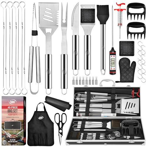 Kaluns BBQ Accessories, Complete Grill Set Dad Gifts for Fathers Day, 40 Pcs Premium Heavy Duty Stainless Steel Barbecue Grill Accessories for Outdoor Grill Gifts for Men