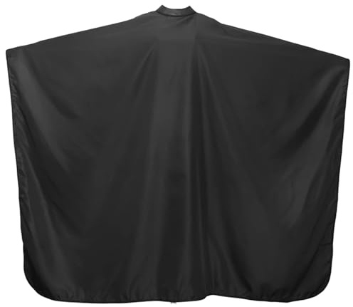 Gabri Barber Cape Gown Rubber Neck, Premium Hairdressing Cape for Hair Salon, Waterproof Hair Cutting Black Capes and Gowns for Barber Shops 160cm (L) x 140cm (W)