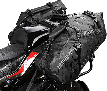 ENJOHOS Satteltaschen für Motorrad Tasche Wasserdicht Gepäcktasche 28L (14L*2) Hecktasche Motorrad Seitentasche Hinten Sitztasche Umhängetasche Motorradtasche für Tagespendeln, Schwarz-L
