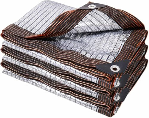 Telo ombreggiante riflettente, 6 x 10 m, per pergole, serre e giardini, telone in alluminio con bordi e occhielli, ideale per proteggere dal sole auto, polli e prati