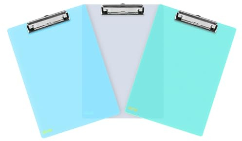WUSJCOF 3 Stück A6 Mini-Schreibtafel aus Kunststoff, grau, grün, blau, Zwischenablage mit Stifthalter, Zwischenablage für die Aufbewahrung von Papier