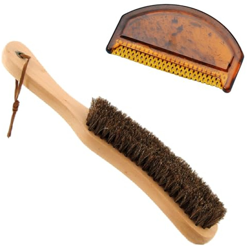 2 Clothes Brushes, Clothes Brush for Pet Hair, Clothes Brushes for Men, Velvet Brush for Sofa, Clothes Brush Fluff Remover, Wooden Handle, 27.5 cm and 7.8 * 4.5 cm