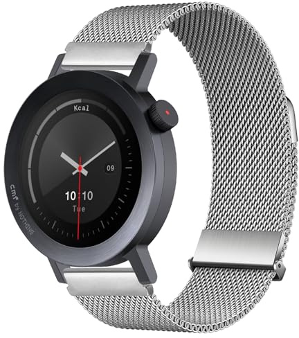 RenSheng Dubbelt magnetiskt sug metallarmband för CMF by Noting Watch Pro 2 armband, 22 mm armband i rostfritt stål kompatibelt med CMF från Noting Watch Pro 3 ersättningsband, Silver, CMF Watch Pro 2