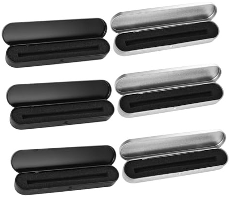 ULTECHNOVO Rechteckiges Metall Federmäppchen und Fester Stiftfixierung 6 Stück aus Aluminium mit Weicher Schwamm Einlage für und Schulbedarf