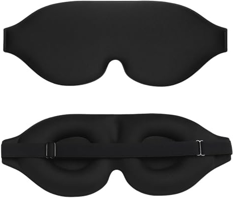 2 Stück Schlafmaske Herren Seide Augenmaske Seitenschläfer Lichtblockierend Schlafbrille mit Verstellbarem, lichtblockierend und atmungsaktiv, bequem und ergonomisch für Mann und Frau
