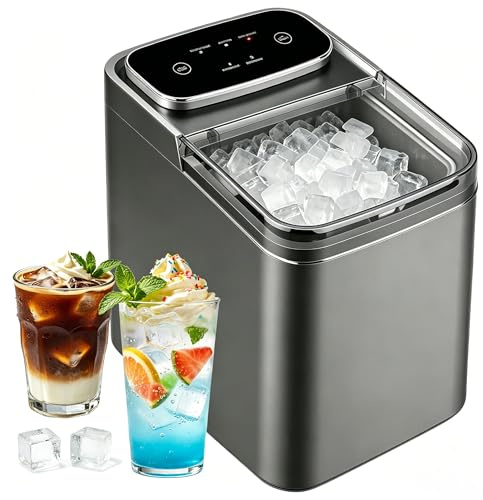 Countertop Ice Maker Machine, Portable Automatic Ice Cube Maker,12KG/24H Fast Ice Making Machine with Self-Cleaning,2 Ice Sizes for Home Kitchen Bar