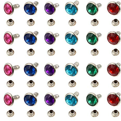ULTNICE Multi-Color Crystal Rivets 120Pcs 8mm Crystal Rivets Rhinestone Rapid Studs Buttons Spots Studs Diamond Nailhead Spikes for DIY Craft Leather Purse Bags Making