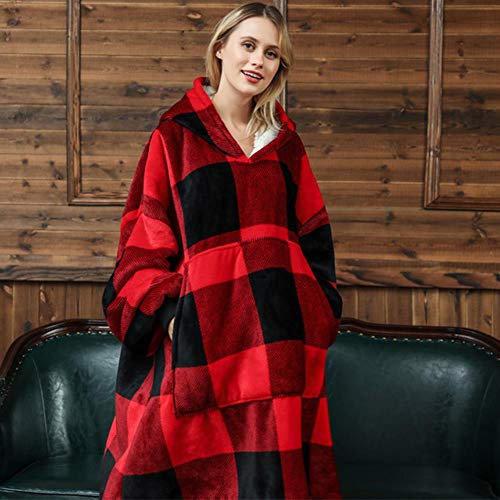 UKKD Decke Weiche Warme Decke Plaid Wearable Sofa Fleece Hoodie Decke Mit Ärmeln Winter Dicke Decke Sweatshirt