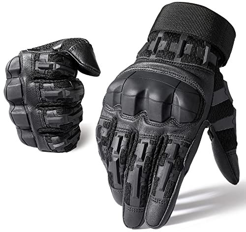 WTACTFUL Motorradhandschuhe Herren, atmungsaktiv Motorrad Handschuhe Herr Touchscreen mit Protektoren für Taktische Fahrrad einsatzhandschuhe Airsoft Paintball Schwarz XL