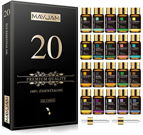 MAYJAM Top 20 Pure Essential Oil Set, Premium Grade Essential Oils for Diffuser for Home, Premium Aromatherapy Oils for Candle Making, Skin & Hair Care