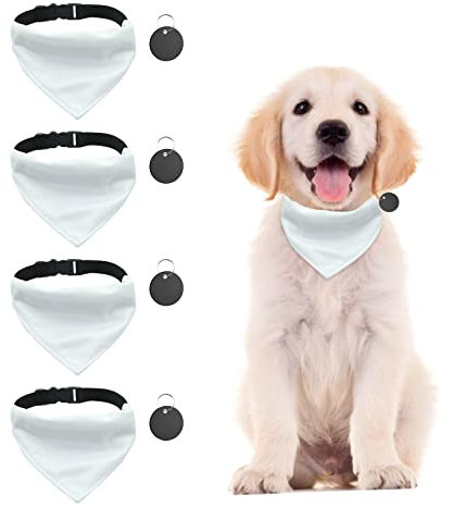 URROMA Hundehalstuch-Halsband, dreieckig, mit Verstellbarer Schnalle, für Hunde und Katzen, Größe M, Weiß, 4 Stück