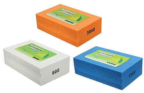 Boxonly 3 PCS Sanding Blocks 800 Grits+1500 Grits+3000 Grits Polishing Grinding Block Diamond Polishing Hand Pads Block for Granite Marble Glass Grinding