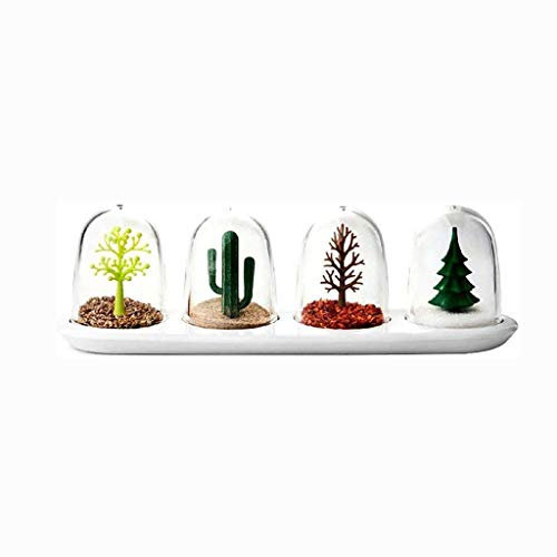 TONZN Botella de condimento de Vidrio, Tarro de condimento de Cocina Botella de condimento de Mesa Preciosa Juego de salero para azucarero