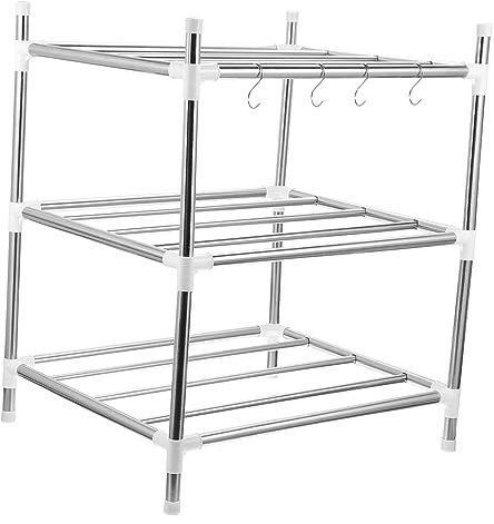 KOMBIUDA Edelstahl Küchenaufbewahrungsregal Haushaltsregal Praktisches Küchenregal Für Lagerung Minimalistisches Modernes Design
