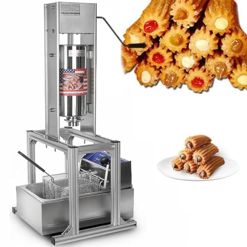 CYMYYDS Commercial Maker Churros Machine,5L Stainless Steel Vertical Spanish Donut Churros Machine Maker Snack Equipment with Stand, for Restaurant Home Use