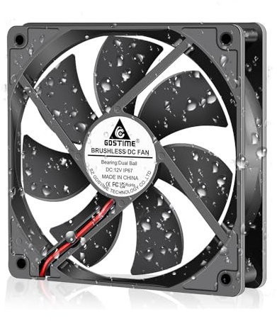 GDSTIME DC 12V 120mm Lüfter IP67 120 x 120 PC Lüfter ip67 Doppelkugellager | 12v lüfter 120mm ip67 lüfter 12v ip67 120mm Gehäuselüfter