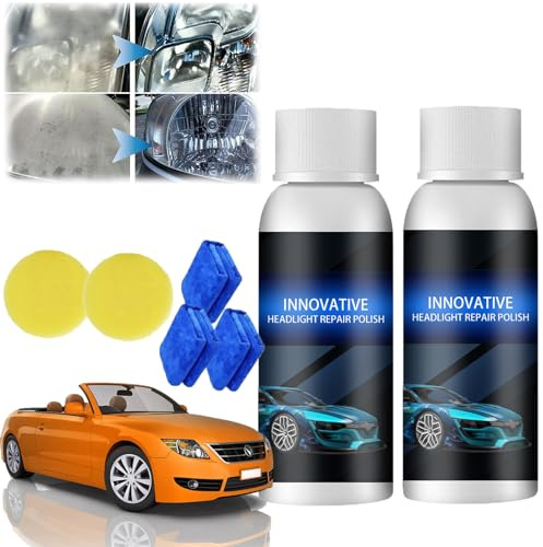 Dumalt Car Headlight Repair Fluid, Powerful Advance Headlight Repair Agent, Headlight Renewal Polish, LensPro Headlight Repair Polish (50ML,2PC)