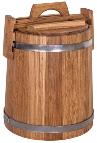 Waldmeister - Holzkübel aus Eiche mit Deckel 10L - Gärtopf aus Holz - perfekt zum einlegen von Gemüse oder zur Dekoration