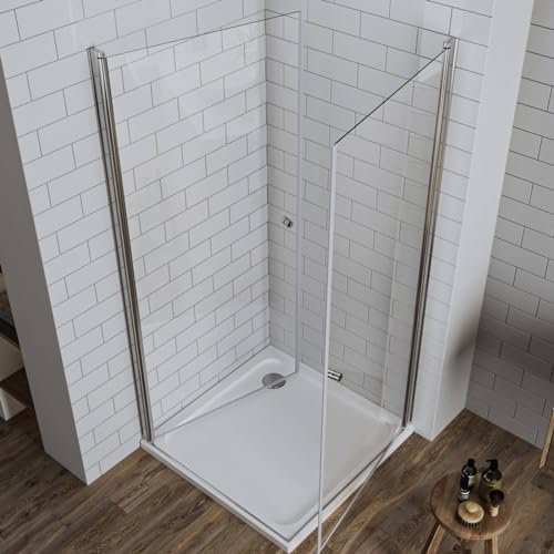 LUXESPIRE Duschkabine Eckeinstieg 70x70x185cm Dusche Doppelt 180°Schwingtür Duschwand Duschabtrennung Glas Eckdusche