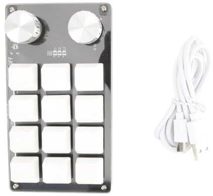 AOWINHIT Macro Mechanical Keyboard 12 Key Multifunction DIY Programmable Keypad Portable Mini Keyboard for Office Gaming (Black White),Console