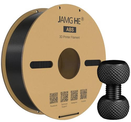 ABS Filament 1.75 mm for 3D Printer, JAMG HE 1KG High Strength and Good Toughness ABS Filament 1.75mm +/-0.02mm Accuracy for Most FDM 3D Printer (Black, 1KG)