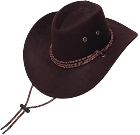 Cowboy hattar för män – solskyddshatt – män och kvinnor cowboyhatt, andningsbar cowgirl solhatt, bekväm andningsbar brett brätte cowboyhatt, Kaffebrunt, 1