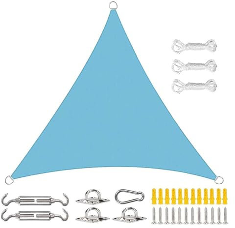LAMEDOAT Vela ombreggiante a Vela Triangolare, 5X5X5m, per Auto, Ristorante, Giardino, Poliestere PES idrofobico Impermeabile e Resistente, Vela ombreggiante (Colore : Sky Blue, Dimensioni : 5x5x5m)