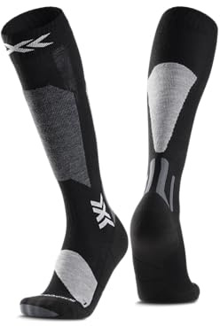X-Socks Ski Discover OTC – Hochleistungs-Skisocken für Komfort & Unterstützung – O-Ring-Bandage für Stabilität – Ideal für Ski, Snowboard & Wintersport - Schwarz/Hellgrau, 42-44