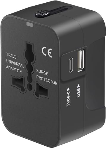 Reiseadapter Weltweit, Universal Reisestecker mit USB C, Internationaler Steckdosenadapter, Universaladapter für Deutschland USA England Thailand Italien Australien