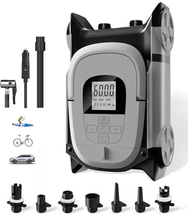 GICLE Sup Board Pumpe Elektrisch,60PSI Sup Pumpe Elektrisch 12V DC,zweistufiges und automatische Abschaltung für Paddleboards,Tragbare Boote,Autos,Fahrräder,Motorräder