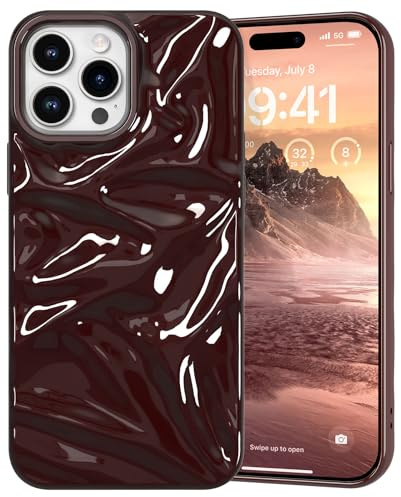 ZCDAYE Hülle für iPhone 16 Pro Max Modisch Wasser Ripple Textur,Rot | Weiche Glänzende Handyhülle Handytasche, Bequeme Griff, Schutz Gut, Männer Frauen Tasche iPhone 16 Pro Max Case Schutzhülle