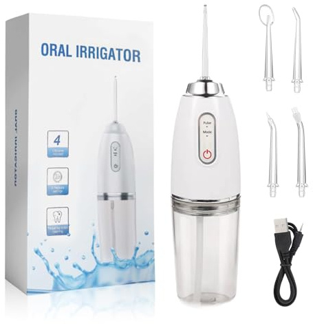 Munddusche Testsieger 2025, Munddusche Kabellos, Water Flosser 3 Modi & 4 Düsen, IPX7 Wasserdicht, für Oral Health Enthusiasten Tägliche Tiefenreinigung Reinigung auf Reisen