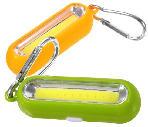 Gatuida Lot de 2 Lampes de Poche Porte-clés LED Mini, Éclairage Fort sans Piles, Métal et Plastique, Vert et Jaune, Camping Randonnée Urgence Portable