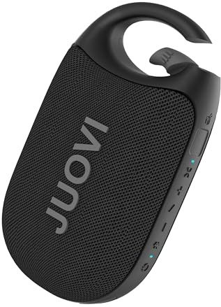 JUOVI Bärbar Bluetooth-högtalare med Stereoljud, 24 Timmars Speltid, Högljudd Volym, Bluetooth 5.3, IP68 Vattentät, Integrerad Karbinhake – Perfekt för Strand, Rum och Utomhusbruk(svart)