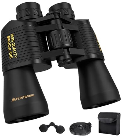 Flintronic 20 x 50 Prismaticos para Adultos, Prismaticos Profesionales Largo Alcance, Compacto Binóculos Poderosos, Prismas BAK-4 y Lentes FMC, para Observación de Aves, Teatro y Conciertos, Caza