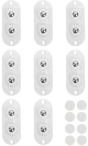 TPZORJX 8 Piezas Juego Ruedas para Muebles Pesados Acero Inoxidable,Mini ruedas autoadhesivas,Rueda giratoria de 360°,Ruedas Pequeñas para Muebles para Electrodomésticos,Mesas (Ruedas dobles blancas)