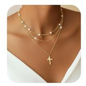 Ormromra Kreuz Kette Für Damen, 3 Stück Stapelbare 18K Gold Vergoldet Kreuz Anhänger Kette, Layered Kreuz Choker Kette, Wasserfest Elegante Halskette Geschenk Für Frauen Und Mädchen