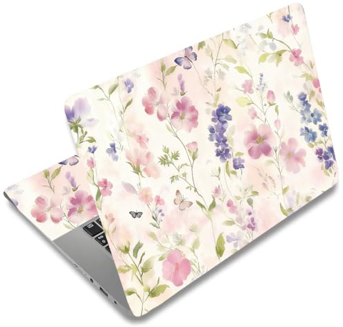SUPERDANT Pink Flowers Laptop Skin Sticker Decal Flower Vine Universal Laptops Notebook Skin Sticker 12 13 13.3 14 15 15.4 15.6 Inches Vinyl Removable Notebook Personalized Protector