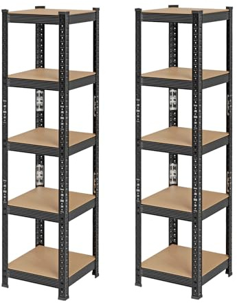 homewell Estantería de metal con 5 estantes, para cargas pesadas, para sótano, de metal, para taller, sótano y garaje, hasta 600 kg