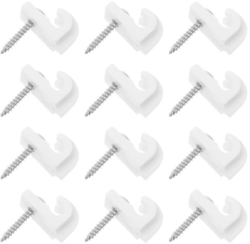FIXOSHEE Lot de 12 Clips Muraux Blancs pour Étagère Métallique, Pince D'étagère Compacte pour Placard et Câble, Support Polyvalent pour Rangement et Fixation Murale, Utilisation Optimale