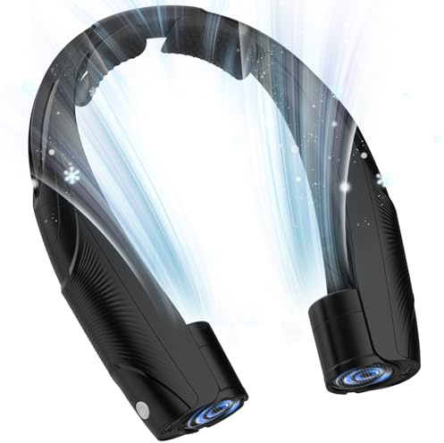 Enituo Neck Fan, 6000mAh USB Rechargeable Hands Free Personal Fan, 6 Speeds Adjustable Portable Neck Fans, Faster Cooling Wearable Fan, Ultra Quiet for Outdoor, Travel, Home, Office - Black