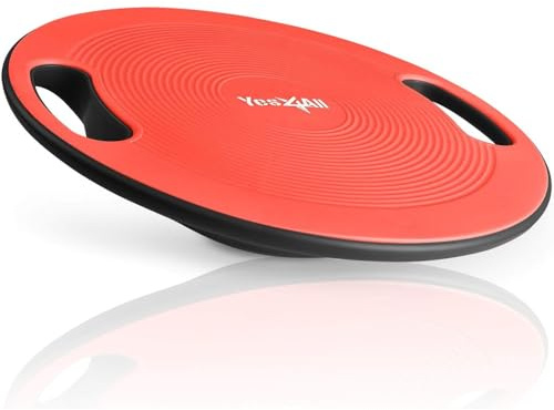Yes4All Wobble Balance Board, Plastic Stability Trainer with Handles for Standing Desk, Core Training & Home Gym Workout (Red - 15.7” Dia)