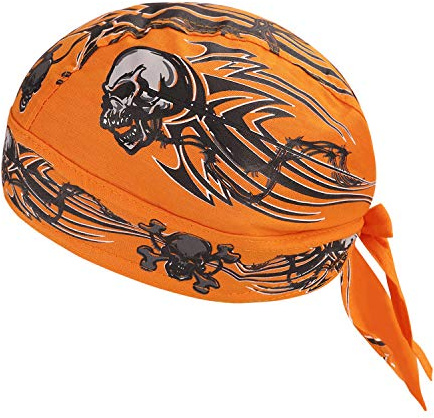 Outdoor Sport Headwear Sweat Wicking Beanies Cycling Hat Breathable Mesh Headband Bandana Quick Dry Adjustable Sport Skullies Cap Pirate Hat for Cycling Running (Orange)