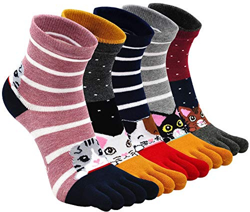 ZAKASA Calcetines Five Fingers Algodón para Mujer - 5 Pares Cortos