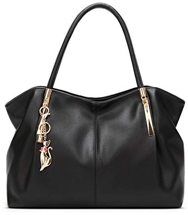 BUKESIYI Damen Tasche Handtasche Umhängetasche Schultertasche Frauen Kulturbeutel Weekender Klein PU Leder DE77218 Schwarz