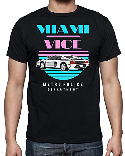 the Fan Tee Camiseta de Hombre Coche Divertida Retro 80 Miami Vice 027 L