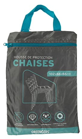 GREENGERS - Housses de chaises de jardin - Housse de protection chaises de jardin extérieur - Dimensions : 102 x 66 x 66cm - Imperméable et résistante aux UV (revêtement 210D) - Coloris : Gris